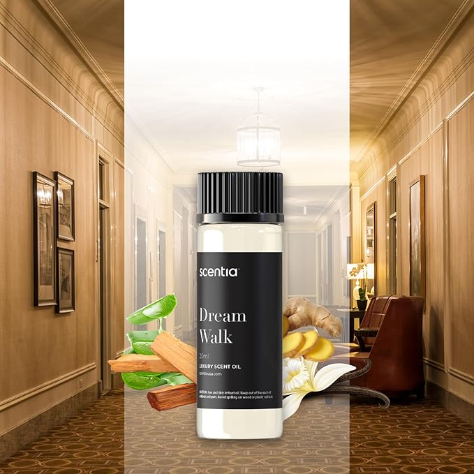 Scentia Dream Walk Aromatherapy Oil for Diffuser – Hotel Scent Inspired by 5-Star Spa Resort – 20 mL – White Tea, Cedarwood & Amber Natural Fragrance Oil for Waterless & Cold Air Diffusers