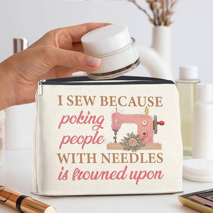 UPNEGE Sewing Gifts Makeup Bag Sewing Lover Gifts Sewer Gift for Women Sewing Lovers Cosmetic Bag Zipper Makeup Pouch