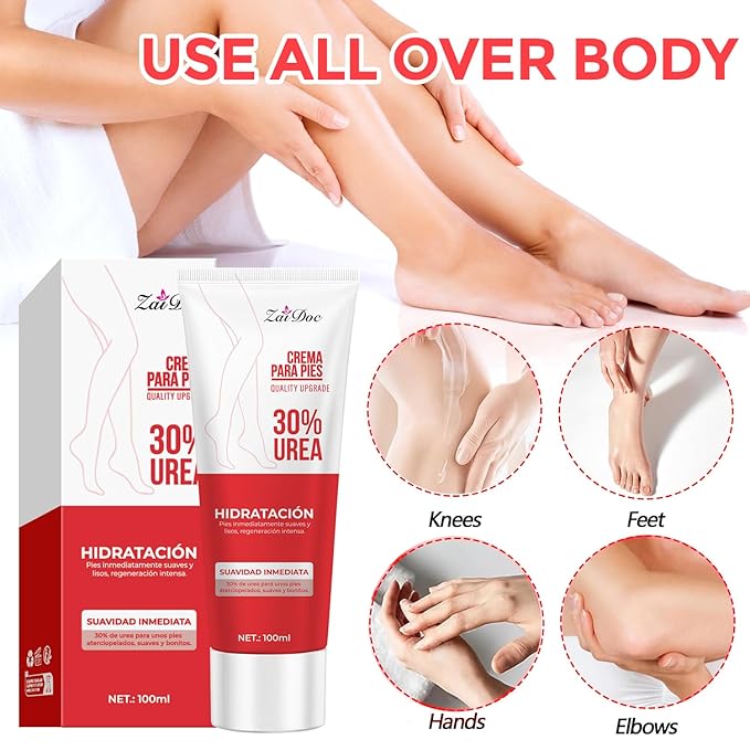 ZAIDOC Urea Cream 30 Percent for Feet 3.38 oz, Foot Cream and Hand Cream Maximum Strength with Hyaluronic Acid, Aloe Vera for Deep Moisturizes, Callus Remover