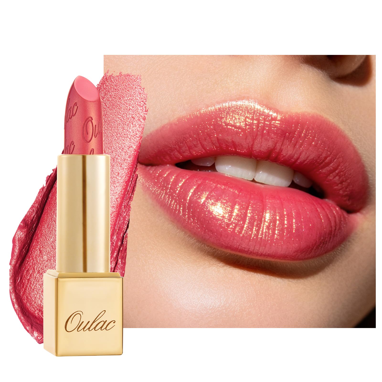 Oulac Glitter Lipstick for Women with Metallic 3D Shine Lightweight Hydrating Formula, High Impact Lip Color, Full Coverage Lip Makeup, Vegan & Gluten Free, Viva La Vida(25)