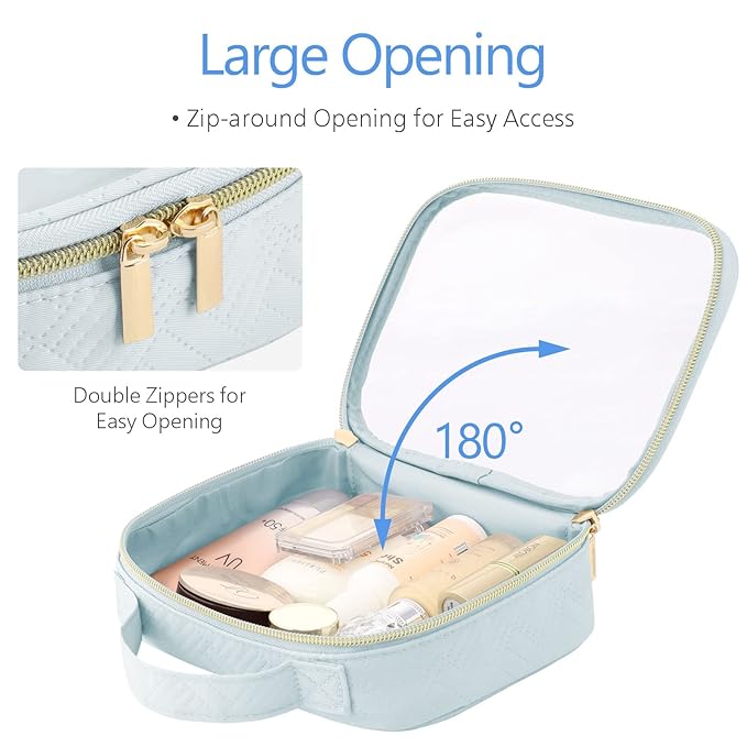 PACKISM Clear Makeup Bag - TSA Approved Toiletry Bag, 3 Blue Pink Yellow
