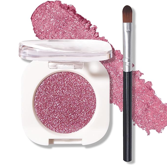 Glitter Eyeshadow Bright Purple Single Eyeshadow,Ultra Fine Shimmer Eyeshadow Lightweight Sparkling Blendable Formula,Daily Multiuse Glossy Eyes Makeup (08 Glam Rock
