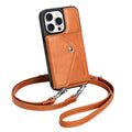 LUCKYCOIN Crossbody Phone Case for iPhone 14 Pro Max, 100% Genuine Leather Phone Wallet Case for Women, Premium Hands-Free Phone Purse with Expandable Flip Card Holder & Adjustable Strap - Retro Brown