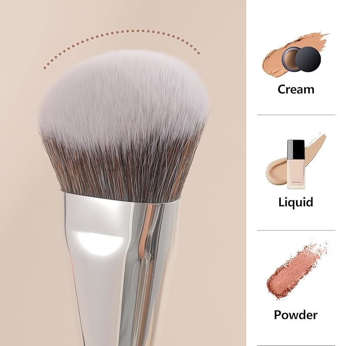 ALBEAUT 201 Angled Foundation Brush for Flawless Makeup Application Professional Liquid, Cream Powder Foundation Brush with Dense Bristles - Contoured for Precise Blending and Buffing