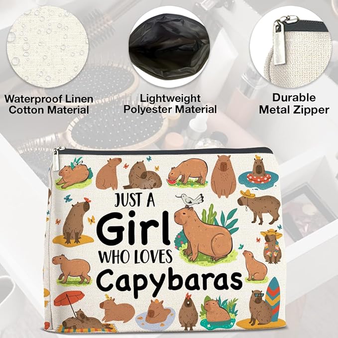 UPNEGE Capybara Lover Gifts Makeup Bag for Teens Women