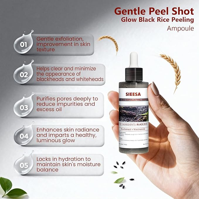 Peel Shot Glow Black Rice Peeling Ampoule, 80ML/2.71 Fl Oz