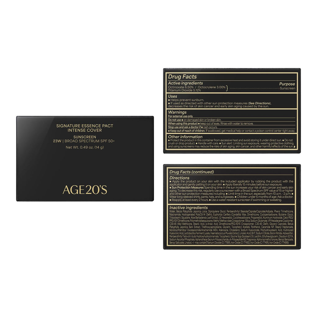 AGE20'S Signature Essence Pact SPF 50+ | Pack of 1 | 23W BEIGE | Cream Foundation, Dewy Finish, Natural Coverage | Korean Cushion Foundation