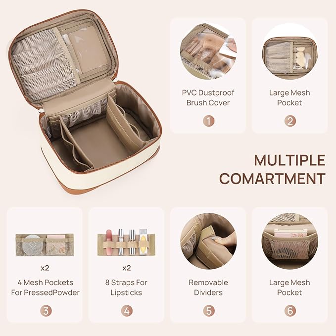 Telena Large Makeup Bag, Travel Toiletry Bag for Women, Vegan Leather