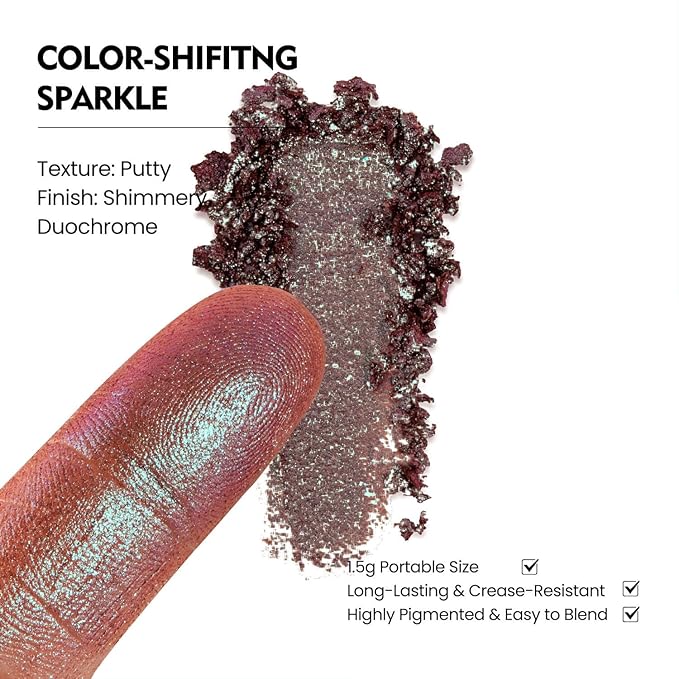 Fillwie Chameleon Duochrome Eyeshadow, Mauve Taupe with Blue-Green Shift