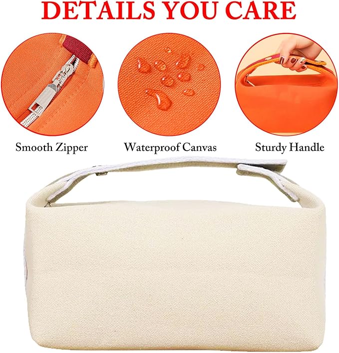 Fammart Travel Makeup Bag, Waterproof Canvas Cosmetic Bag Make Up Organizer Case for Women, Large Toiletry Bag Skincare Pouch for Toiletries Accessories Brushes