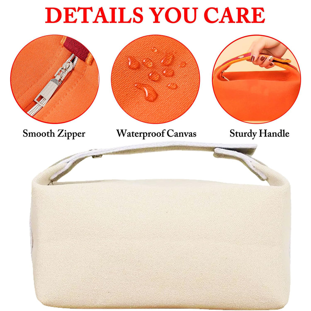 Fammart Travel Makeup Bag, Waterproof Canvas Cosmetic Bag Make Up Organizer Case for Women, Large Toiletry Bag Skincare Pouch for Toiletries Accessories Brushes