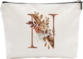 YKYENR A-Z Boho Personalized Cosmetic Bag-Floral Cotton Letter Makeup Bag With Zipper-Artistic Cosmetic Bag For Travel-Bride,Birthday Gift For Women Daughter Friends-Women Makeup Organizer-A14