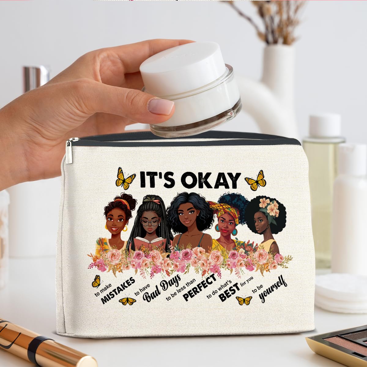 UPNEGE African American Gifts Inspirational Black Women Makeup Bag