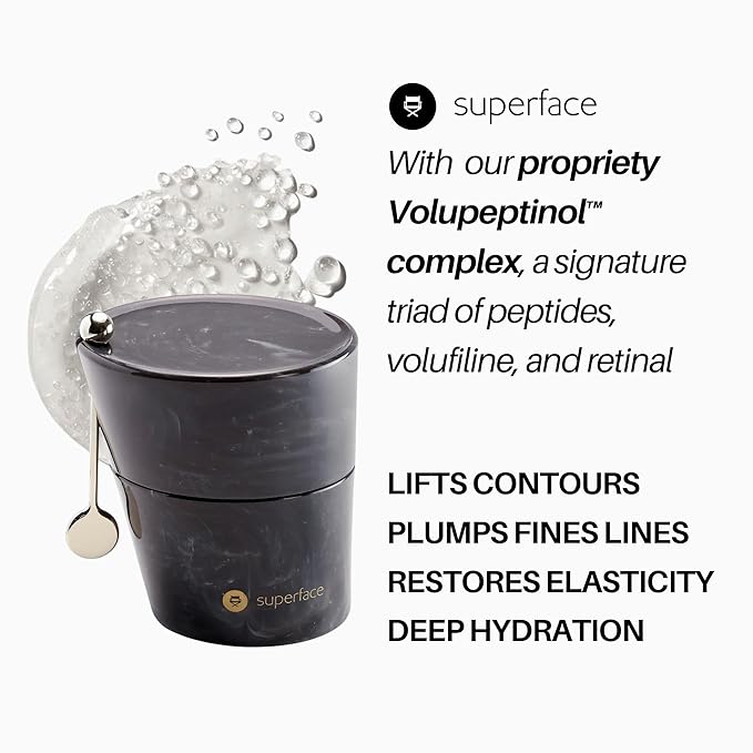 Superface Volupeptinol™ Time-Rewinding Anti Aging Night Cream – Melting Beads Face Cream with Retinal, Peptides, Volufiline & Hyaluronic Acid, Fragrance-Free, 50 ml / 1.7 oz