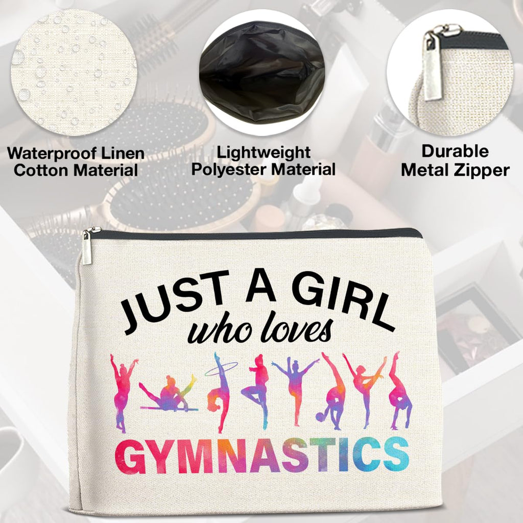 UPNEGE Gymnastics Gifts Makeup Bag Gymnastics Gifts for Women Cheerleader Gymnast Cosmetic Bag Just a Girl Who Loves Gymnastics Zipper Makeup Pouch Gift