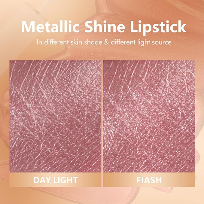 MAKI YIKA Metallic Pink Lipstick for Women Nude Lipsticks Long Lasting