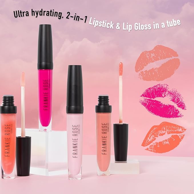 Frankie Rose Cosmetics Lip Gloss | Non-Sticky Formula, Long Lasting Gloss Shimmer, Bold Pigment & Hydrating Gloss of Lips, Pressed Flower Glossy Lip Gloss, 20g