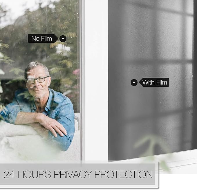 HIDBEA Static Cling Window Privacy Film, Frosted Gray, 17.5 x 78.7 Inch