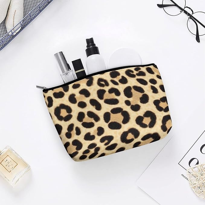 Meaudiwes Travel Cosmetic Bag, Large Makeup Case, Toiletry Bag, Personality Fashion Zipper Cosmetic Case Wild Animal Leopard Print