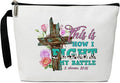 BSNZZIO Christian Cosmetic Bag for Women, Floral Cross Makeup Bag Gifts for Friend Mother Coworker Travel Essentials Purse Toiletry Pouch Cosmetic Bag with Zipper(This is How I Fight my battle)