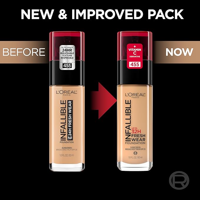 L'Oreal Paris Makeup Infallible Up to 32 Hour Fresh Wear Lightweight Foundation, 530 Deep Amber, 1 Fl Oz, Packaging May Vary