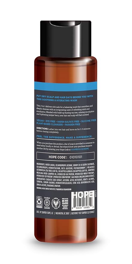 Soapbox Scalp Care Men's 2-in-1 Shampoo and Conditioner, Leaves Hair & Scalp Balanced & Soothed - Clean Ingredients Free of Harsh Chemicals, Sulfates, Parabens & Silicones - 2 Pack