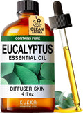 100% Pure Eucalyptus Oil - 4 Fl Oz Eucalyptus Essential Oil for Hair, Skin, Diffuser, Aromatherapy & DIY Soap Making Scent