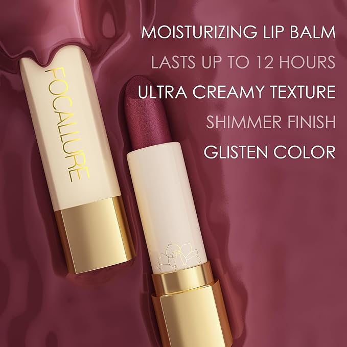 FOCALLURE Diamond Shimmer Lipstick, Pearly Metallic Finish, Moisturizing Sparkly Glitter Lip Color, Long Lasting, Back to School Gift, One Bite