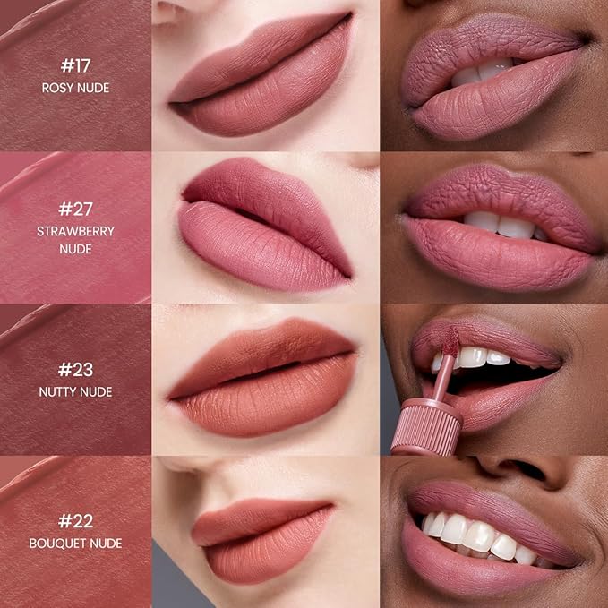 Peripera Ink The Velvet Lip Tint | Highly Pigmented, Longwear & Weightless Lip Tint | Smudge-Proof, Buildable Color for Lips & Cheeks | K-Beauty Makeup, Safe for Sensitive Lips (017 ROSY NUDE)