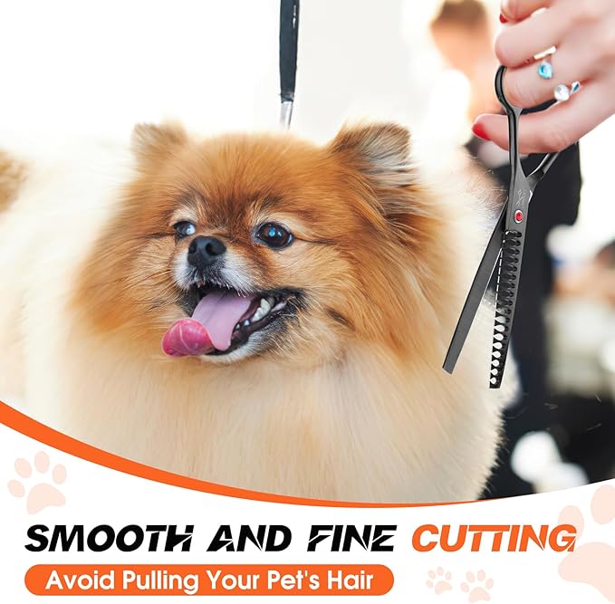 JASON Dog Grooming Chunker Scissors - 7" Professional Thinning Shears Black