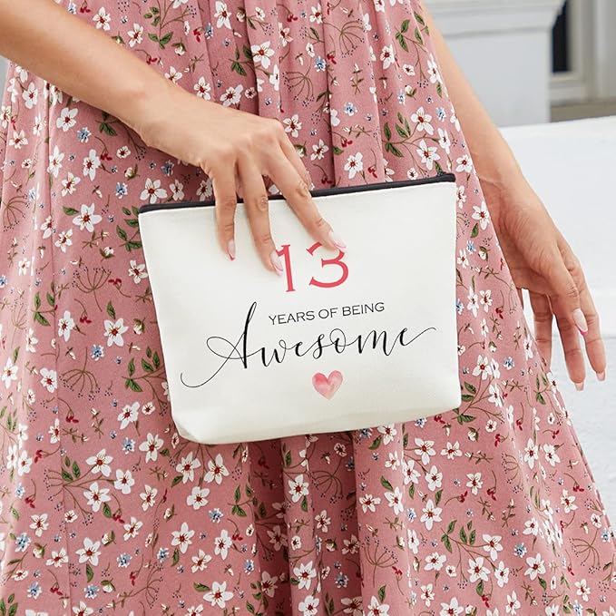 Inspirational 13th Birthday Gifts for Her - Makeup Bag & Decorations for Girls Turning 13