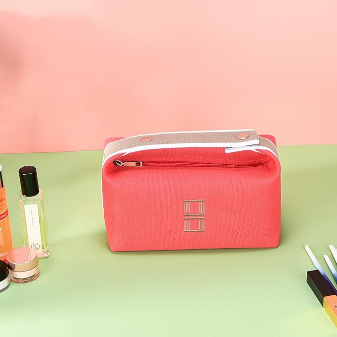 Sluxa Toiletry Bag for Women, Fashion Pink travel Toiletry Bag, Hanging canvas makeup Bag Organizer for Wome (Full Update)