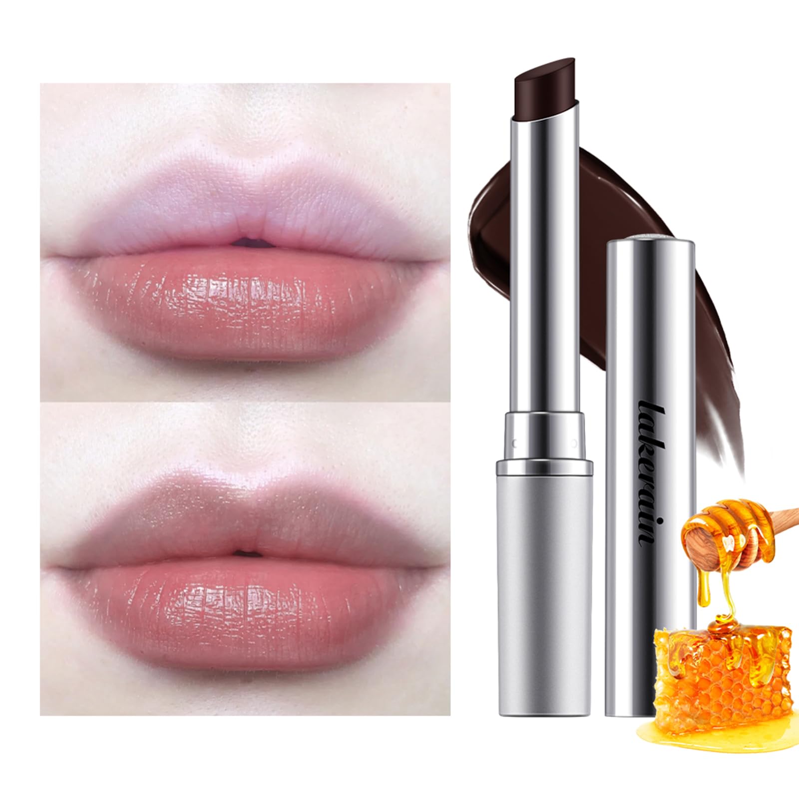 BAISEN DIARY 2PCS Honey Lipstick Tinted Lip Balm - Sheer Hydrating Lipstick for All Skin Tones - Moisturizing Lip Color, Nourishing Lip Balm with a Hint of Natural Black Cherry Tint