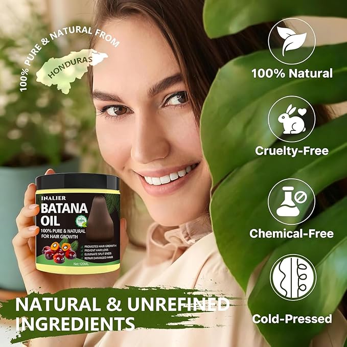 Raw Batana Oil for Hair Growth, 100% Natural Pure Batana Organic for Prevent Hair Loss, Enhances Thickness for Men & Women, Wild Growth Hair Oil, Scalp Treatment Promotes Hair Thickness 120ML