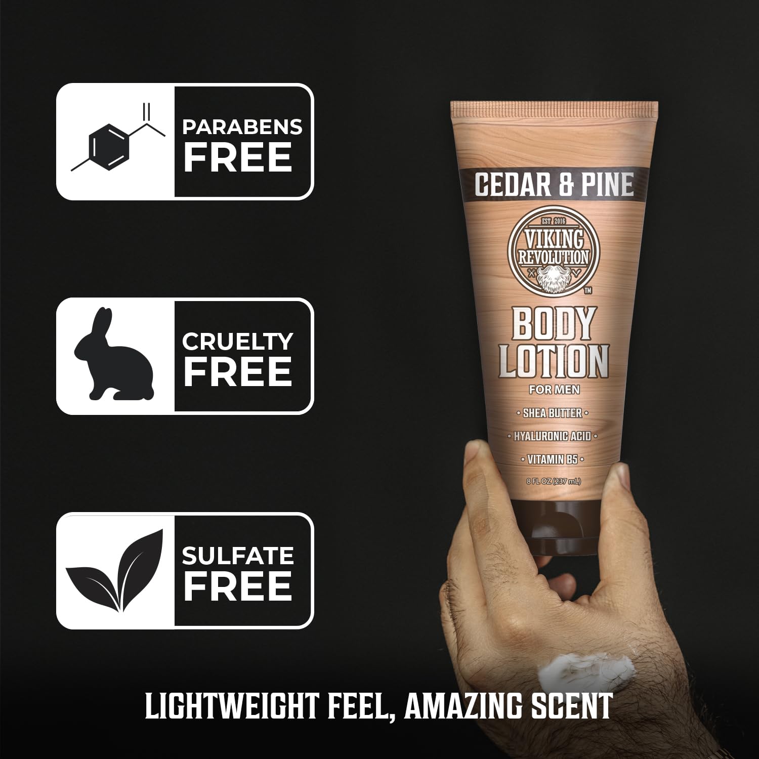 Viking Revolution Cedar and Pine Body Lotion for Men – Mens Lotion for Dry Skin with Shea Butter, Hyaluronic Acid and Vitamin B5, Nourishing Mens Body Lotion for Hydrated and Smooth Skin (8oz, 1 Pack)