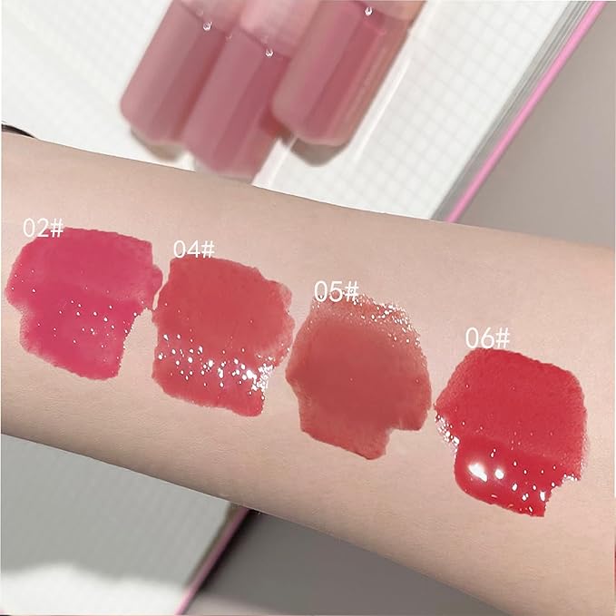 LuckNest 4PCS Hydrating Lip Gloss Set,Highly-Pigmented Korean Lip Glaze,Plumping Lipgloss, Moisturizing Mirror Liquid Lipstick, Non-Stick Cup,Glossy Finish,Long-lasting Natural Makeup