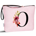 Vavabox A-Z Personalized Makeup Bag, Birthday Gifts for Women Mom, Gifts for Best Friend, Bride Bridesmaid Cosmetic bag (O, 06-Pink)
