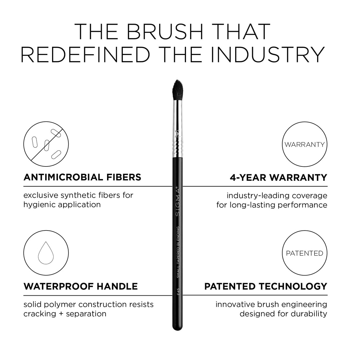 Sigma Beauty E45 Small Tapered Blending Brush - Crease Eyeshadow Brush