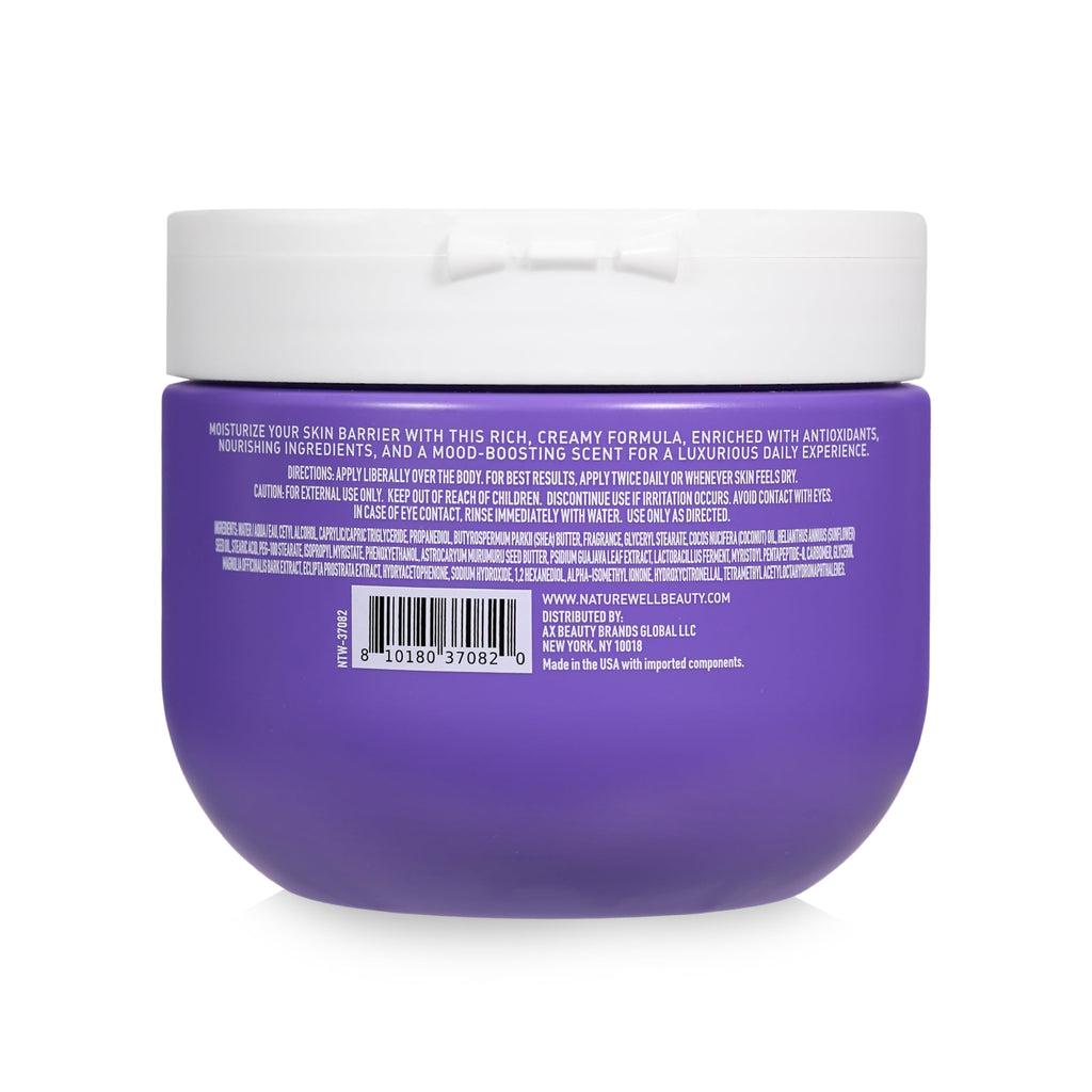 NATURE WELL Blissy Whipped Body Cream, Rich & Ultra-Moisturizing, Quick-Absorbing Formula for Daily Use, Enriched with Antioxidants, Hydrate & Nourishes Skin Barrier, Vanilla & Sandalwood Scent, 12 Oz