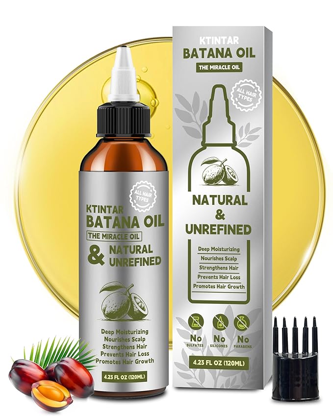 Ktintar 100% Natural Raw Batana Oil for Hair Growth, Dr Sebi Hair Growth Oil From Honduras, Thicker & Stronger Hair, Prevents Hair Loss, Eliminates Split Ends 8.46 Fl Oz (Pack of 1)