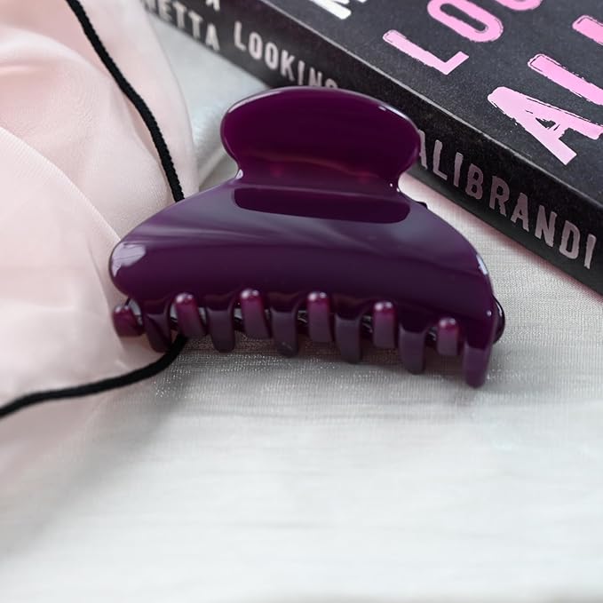 Prettyou Handmade Celluloid Acetate French Design Barrettes Tortoise Shell Claws Hair Claw Luxury Fashion Accessories Hair Clip for Women (grape purple)