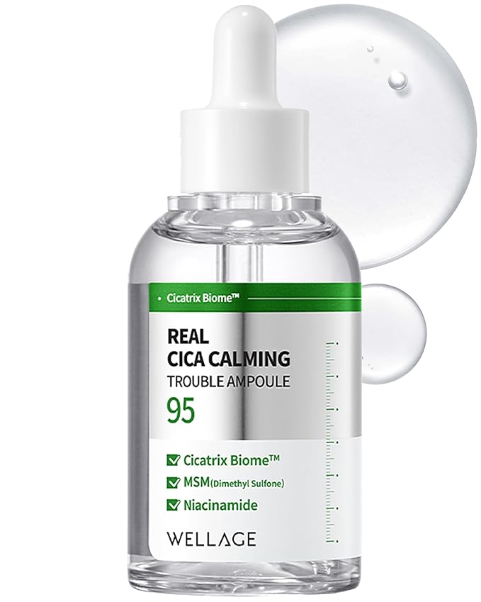 WELLAGE Real Cica Calming Trouble Ampoule 1.69 fl.oz., Soothing Serum