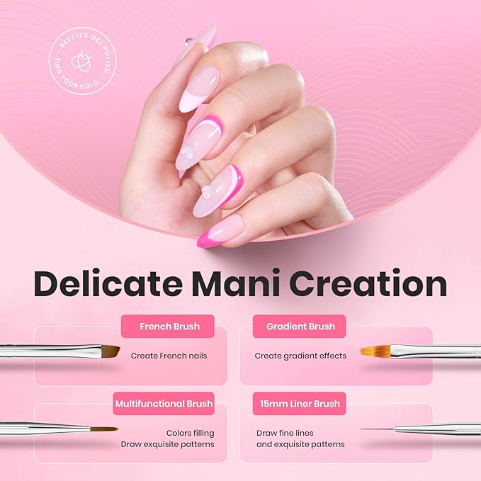 Beetles Nail Art Brushes, 6 Pcs Fingernail Art Design Pens