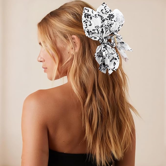 Hadutrek Bow Claw Hair Clips 2PCS Big Hair Bows for Women Butterfly Styling Large Hair Clips for Thin Thick Curly Hair for Girls Hair Accessories for Teens Gifts for Valentine's Day
