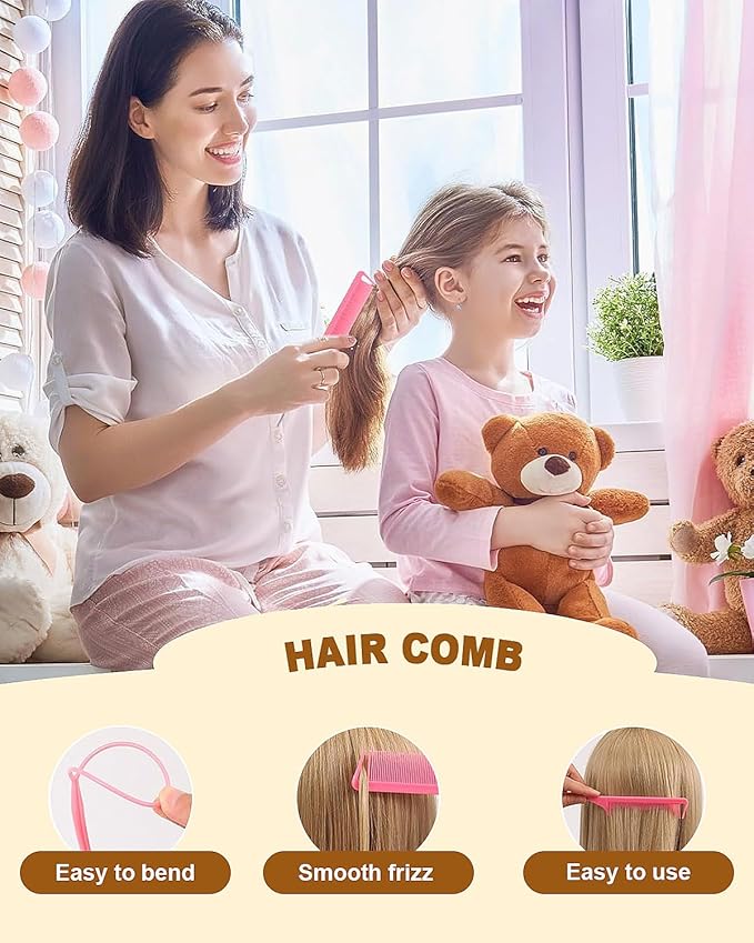 Hair Wax Stick, Hair Ties Set - Frizz Control, Smooth Flyaways, French Braid - 500 Clear Elastics & 500 Colorful Rubber Bands - Styling Accessories for Girls, Kids Daily Hairstyle DIY