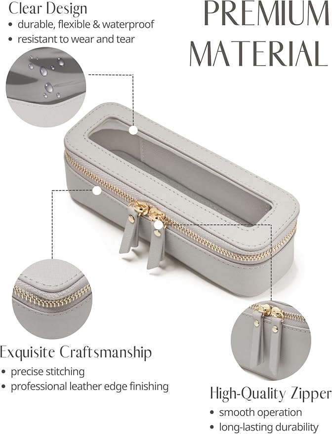 Popvibe Slim Makeup Brush Bag Travel Clear Toiletry Bag for Women Cute Make Up Bag for Traveling Cosmetic Bag Organizer Waterproof Tansparent Beauty Makeup Case Blue Gray