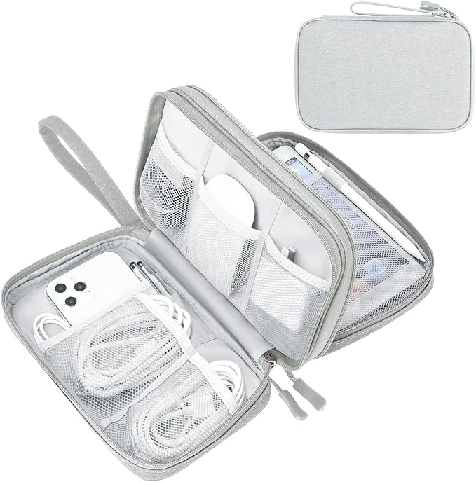FYY Electronic Organizer, Travel Tech Pouch Bag, Large, Grey