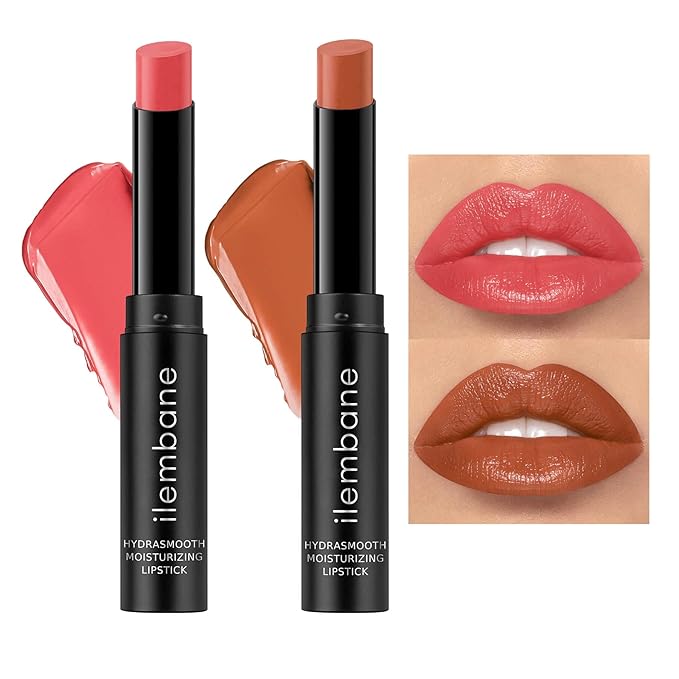ilembane Hydrating Lipstick Set, Soft Pink & Latte Brown Tinted Lip Balm