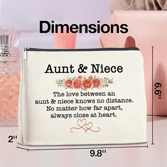 UPNEGE Aunt and Niece Gifts Makeup Bag Christmas Birthday Gifts for Aunt Niece Cosmetic Bag Zipper Makeup Pouch