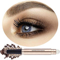 Daeuwiutr 2 in 1 Cocoa Brown Eyeshadow Sticks and Sponge Makeup Brush Silky Cream Glitter Eyeshadow Pencil Crayon Long Lasting Waterproof Eye shadow Highlighter Stick Pen(Thriving brown shimmer 07#)